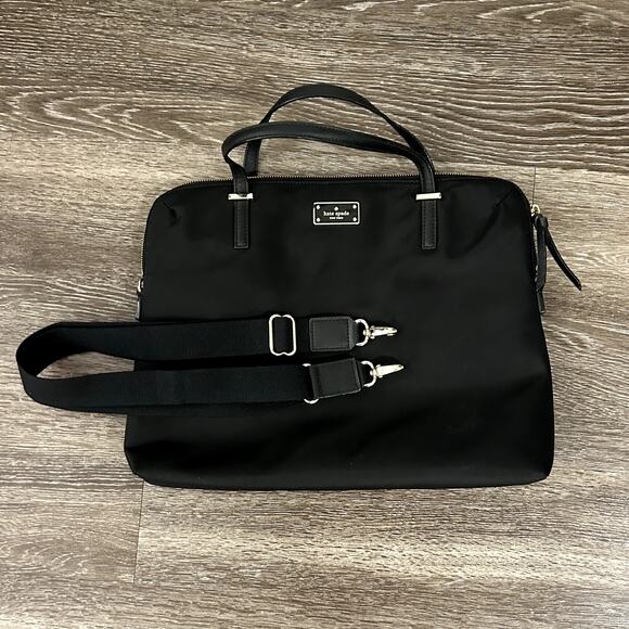 EUC Kate Spade New York Wilson Road Daveney Black Nylon Laptop Bag Briefcase - Picture 4 of 12